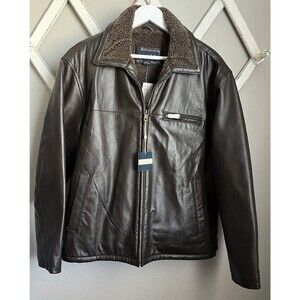 NWT! Joseph & Feiss Men's L Sherpa Lined Full Zip Leather Jacket